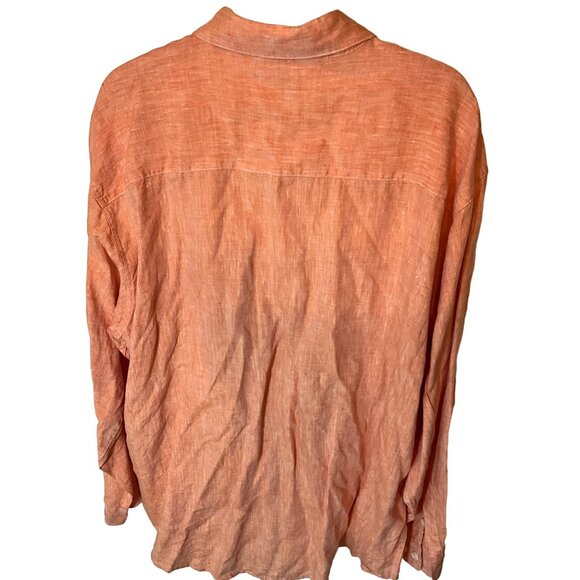 The J Peterman Company Tangerine Women's XL 100% Linen‎ Long Sleeve Blouse - Picture 4 of 4